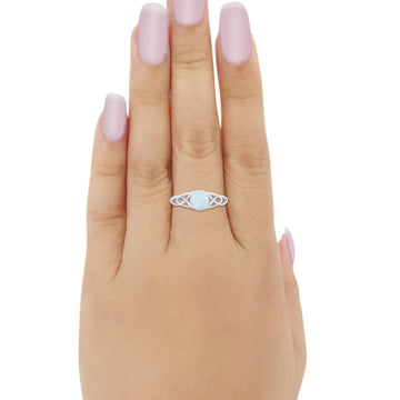Vintage Style Wedding Ring Lab White Opal 925 Sterling Silver